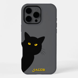 The yellow eyes black cat greeting you custom iPhone 16 pro max case