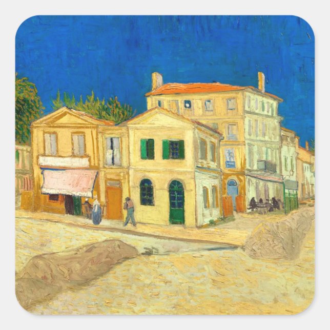 The yellow house (1888) landscape art Van Gogh Square Sticker (Front)