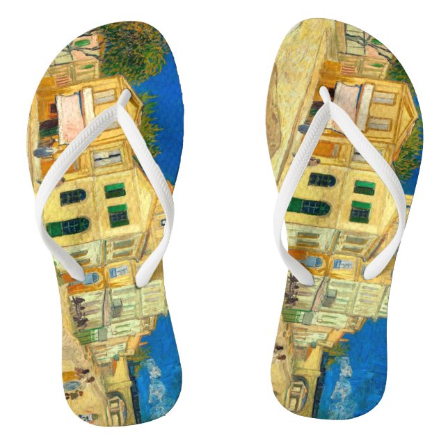 The yellow house (1888) Van Gogh Arles fine art Flip Flops (Footbed)