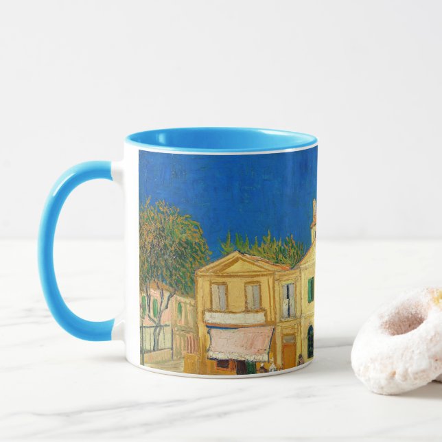 The Yellow House by Vincent Van Gogh Mug (With Donut)