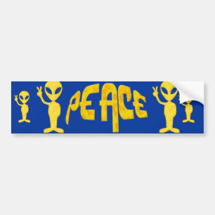 The Yellow Peace Alien Bumper Sticker