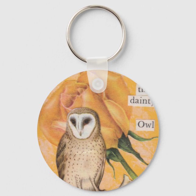 The Yellow Rose, and the Dainty Owl Key Ring (Front)