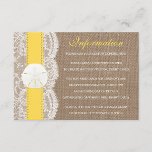 The Yellow Sand Dollar Beach Wedding Collection Enclosure Card