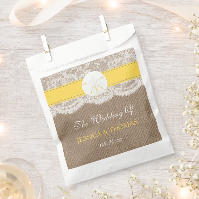 The Yellow Sand Dollar Beach Wedding Collection Favour Bags (Clipped)