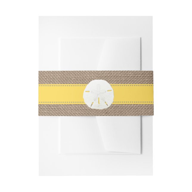 The Yellow Sand Dollar Beach Wedding Collection Invitation Belly Band (Front Example)