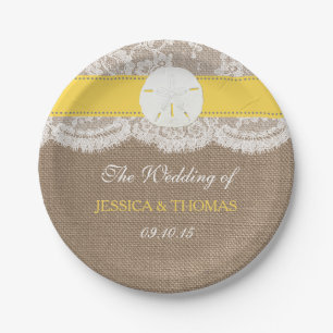The Yellow Sand Dollar Beach Wedding Collection Paper Plate