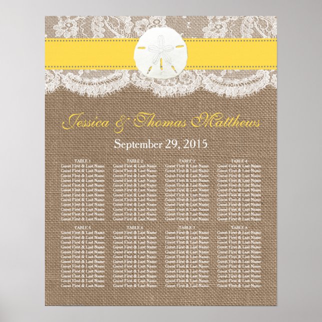The Yellow Sand Dollar Beach Wedding Collection Poster (Front)