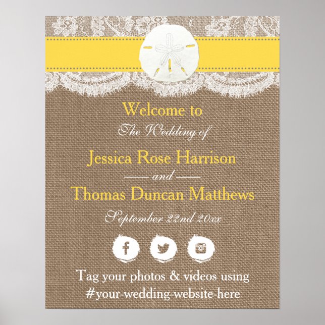 The Yellow Sand Dollar Beach Wedding Collection Poster (Front)