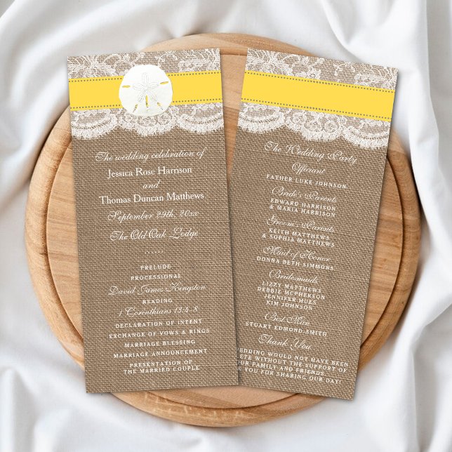 The Yellow Sand Dollar Wedding Collection Programs Programme (Creator Uploaded)