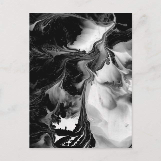 THE YIN & THE YANG (black & white abstract art) ~. Postcard (Front)