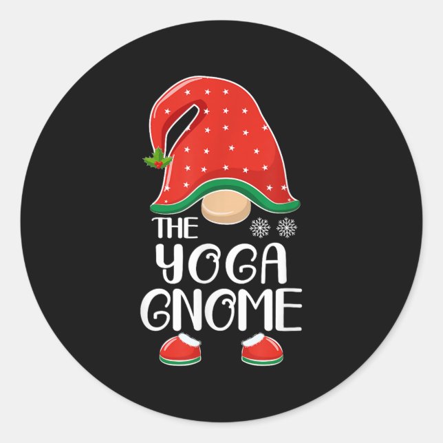 The Yoga Gnome Elf Matching Family Group Christmas Classic Round Sticker (Front)