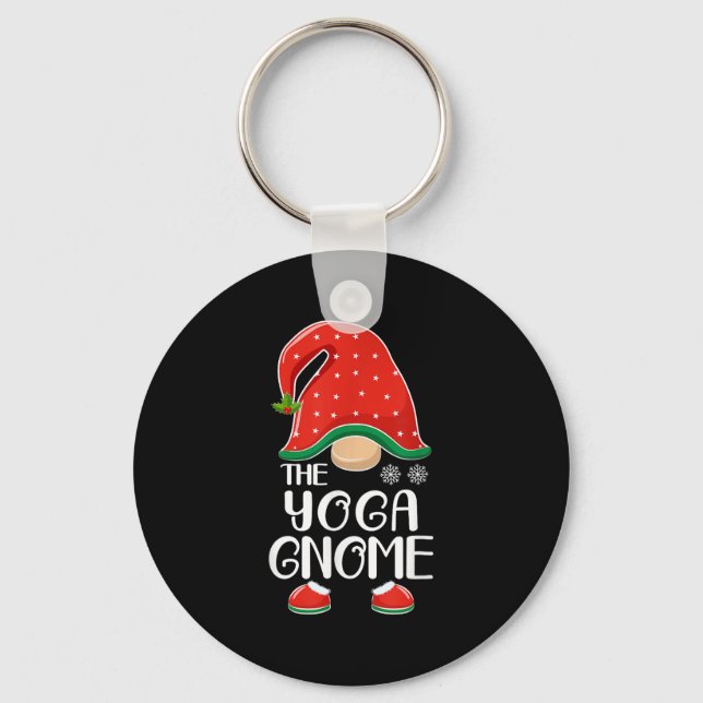 The Yoga Gnome Elf Matching Family Group Christmas Key Ring (Front)