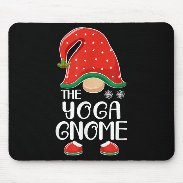 The Yoga Gnome Elf Matching Family Group Christmas Mouse Mat (Front)