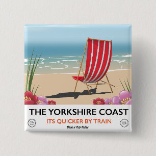 The Yorkshire coast vintage seaside poster 15 Cm Square Badge