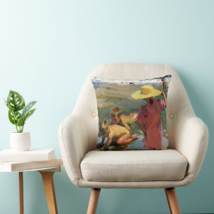 The Young Amphibians painting by Joaquin Sorolla Cushion