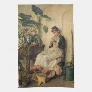 The Young Florist (by Carl Zewy) Tea Towel