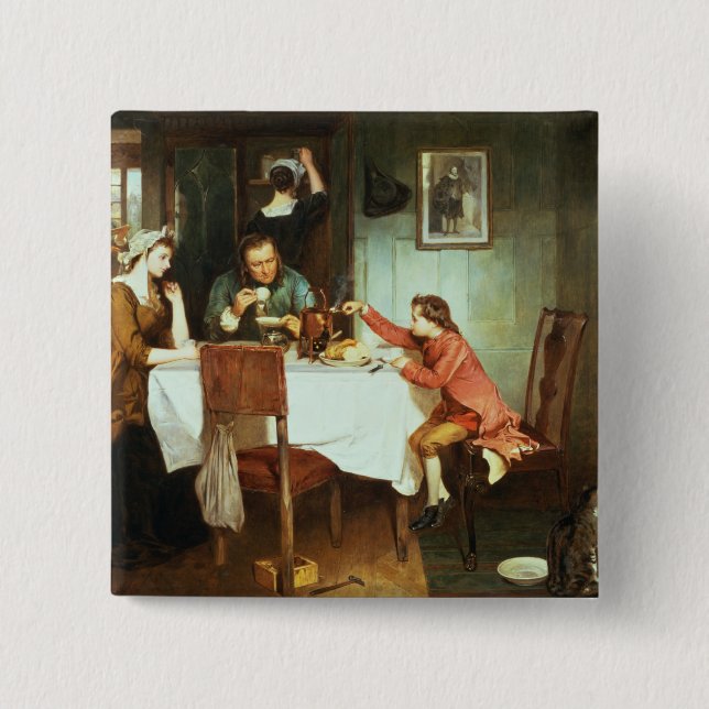 The Young James Watt Playing with Steam 15 Cm Square Badge (Front)