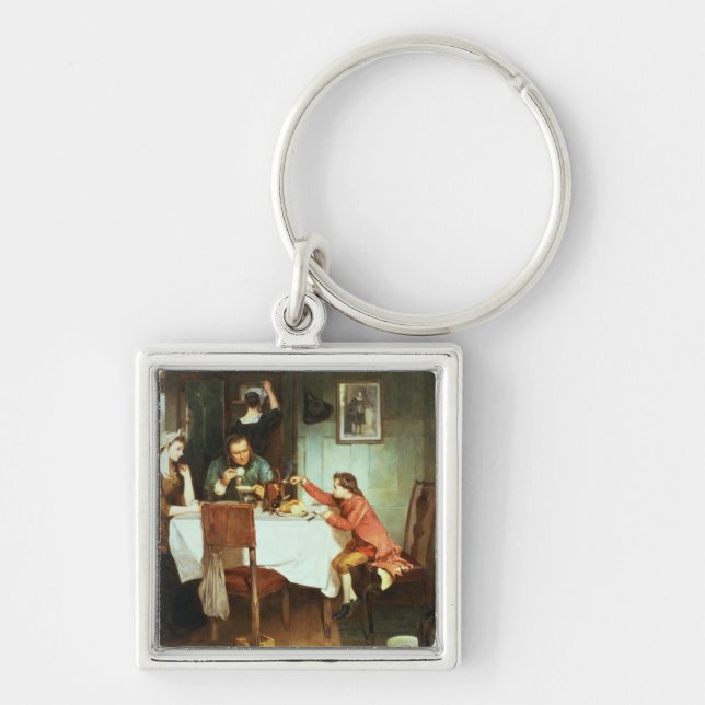 The Young James Watt Playing with Steam Key Ring (Front)