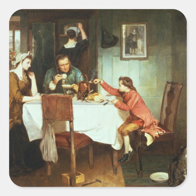 The Young James Watt Playing with Steam Square Sticker (Front)