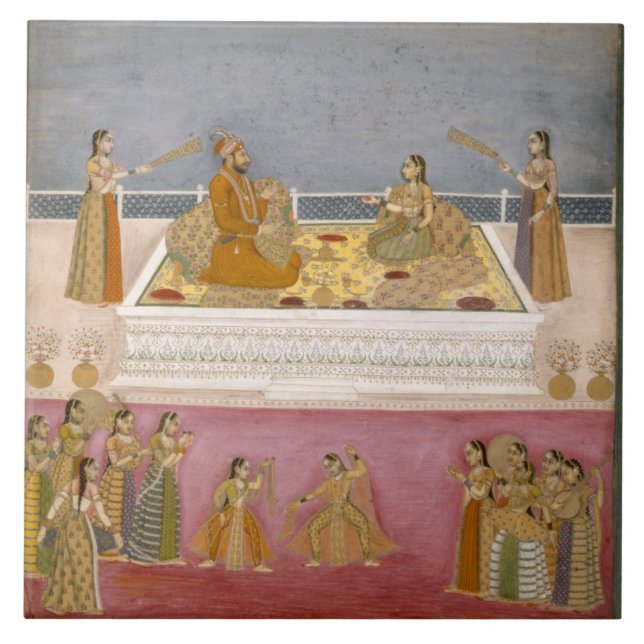The young Mughal Emperor Muhammad Shah at a nautch Tile (Front)