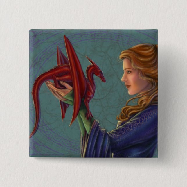 The Young Red Dragon 15 Cm Square Badge (Front)