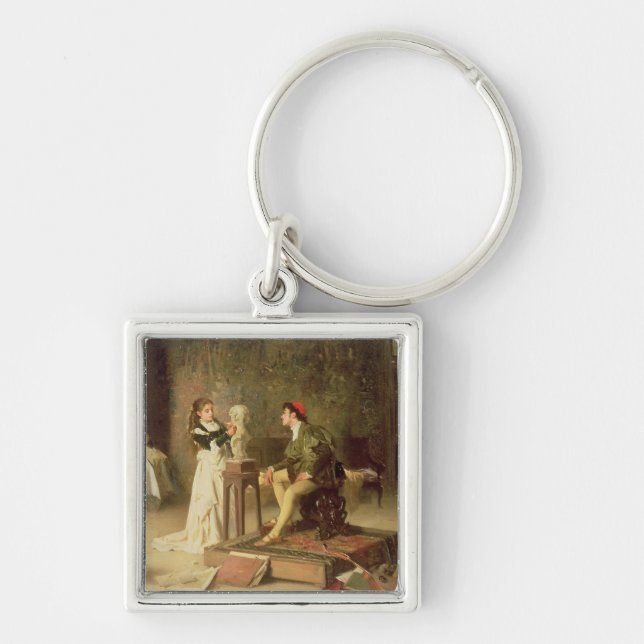 The Young Sculptress (oil on canvas) Key Ring (Front)