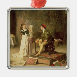 The Young Sculptress (oil on canvas) Metal Tree Decoration