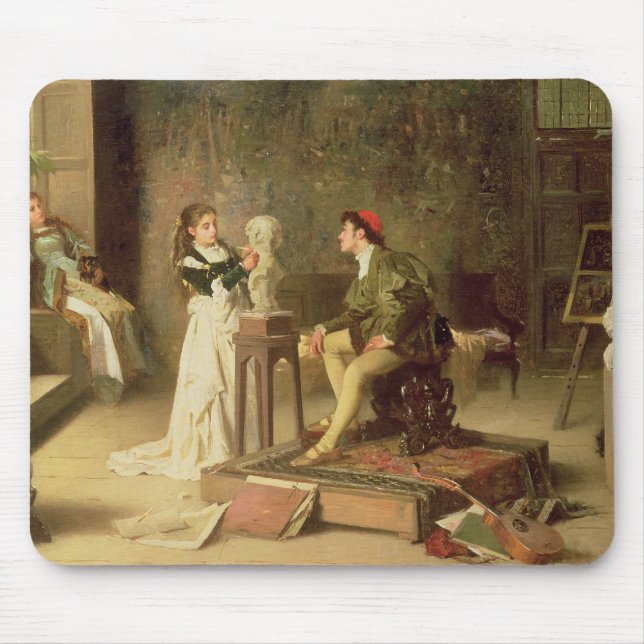 The Young Sculptress (oil on canvas) Mouse Mat (Front)