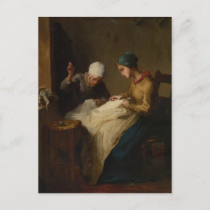 The Young Seamstress by Jean-Francois Millet Postcard