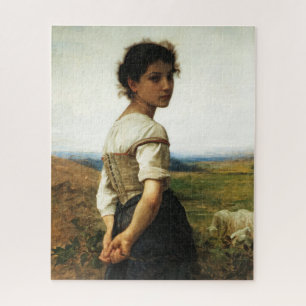 The Young Shepherdess by William-AdolpheBouguereau Jigsaw Puzzle