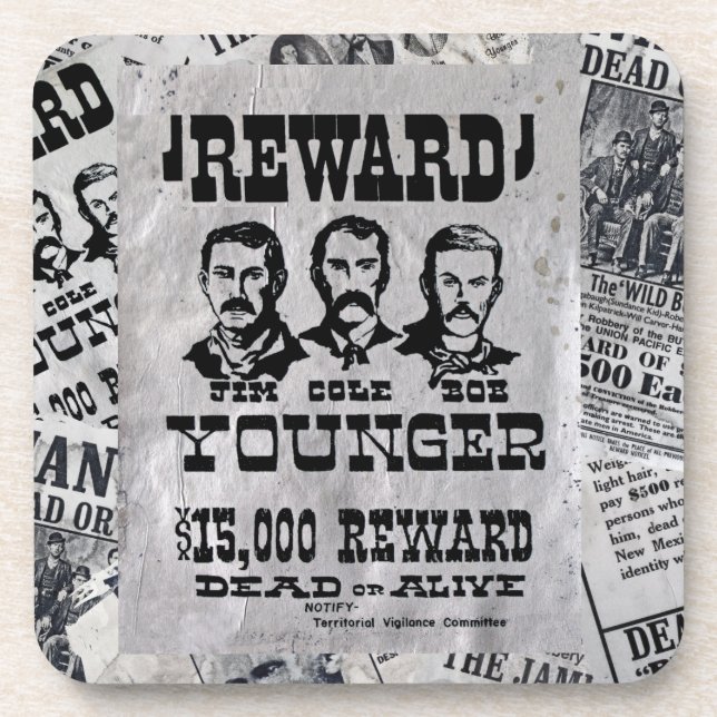 The Younger Brothers Wanted Poster Coaster (Front)