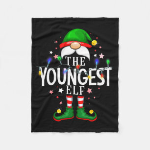 The Youngest Elf Christmas Family Pajama Party Fleece Blanket