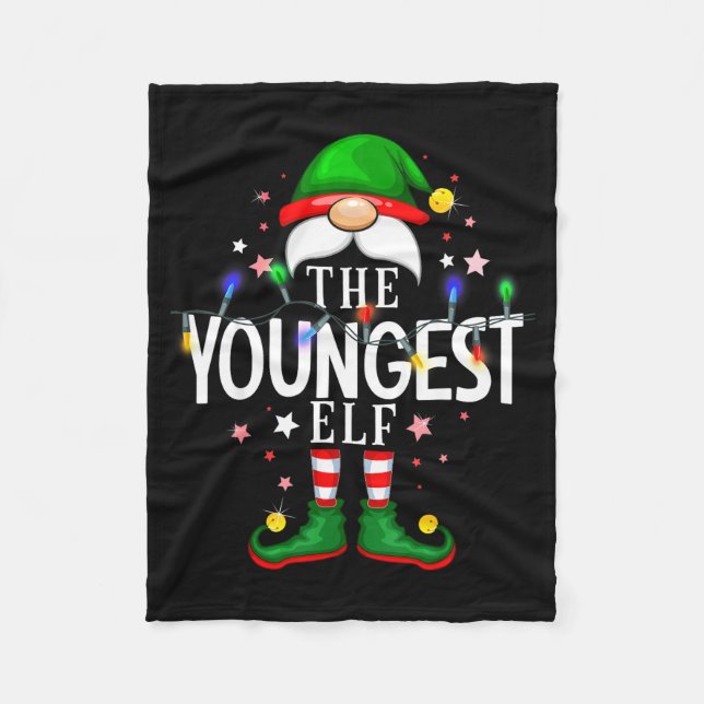 The Youngest Elf Christmas Family Pajama Party  Fleece Blanket (Front)