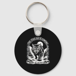 The Yule Cat Is Coming Beware Jolakotturinn Quote  Key Ring