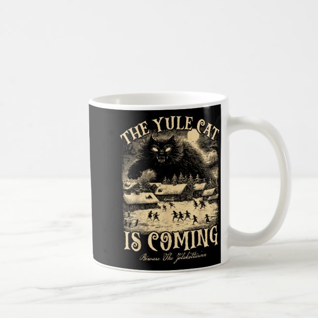 The Yule Cat Is Coming Gothic Christmas Winter Sol Coffee Mug (Right)