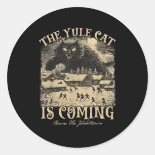 The Yule Cat Is Coming Icelandic Christmas Cat Mom Classic Round Sticker