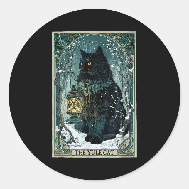 The Yule Cat Tarot Card Icelandic Folklore Christm Classic Round Sticker (Front)