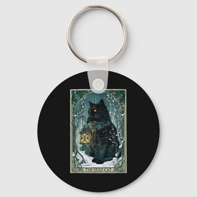 The Yule Cat Tarot Card Icelandic Folklore Christm Key Ring (Front)
