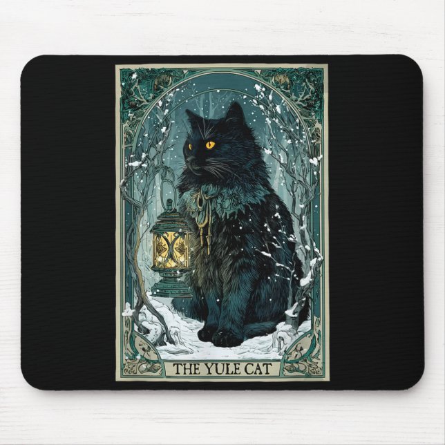 The Yule Cat Tarot Card Icelandic Folklore Christm Mouse Mat (Front)