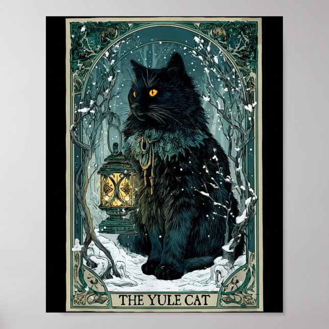 The Yule Cat Tarot Card Icelandic Folklore Christm Poster (Front)