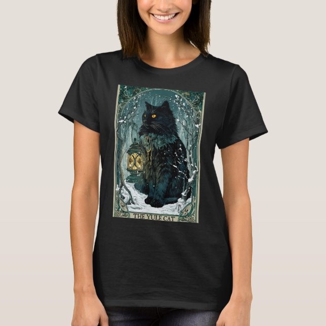 The Yule Cat Tarot Card Icelandic Folklore Christm T-Shirt (Front)