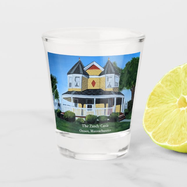 The Zandy Castle Victorian House in Cape Cod Shot Glass (Front)