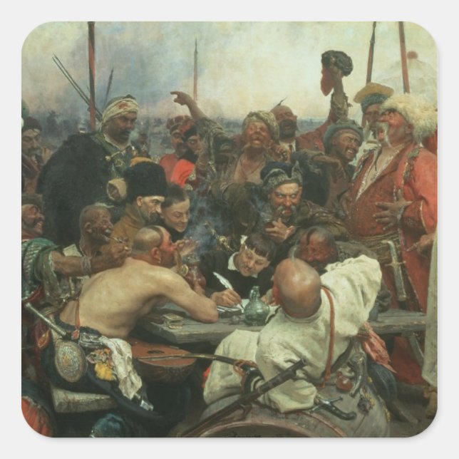 The Zaporozhye Cossacks Square Sticker (Front)