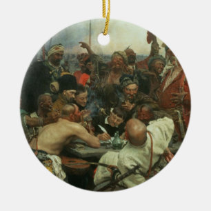 The Zaporozhye Cossacks writing a letter Ceramic Tree Decoration