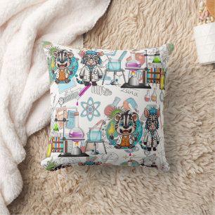 The Zebra Mad Scientist Print  Cushion