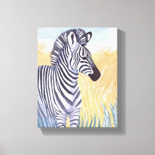 The Zebra Watercolor Safari Animal Nature Canvas Print