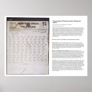 The Zimmermann Telegram Telegraph with Transcript Poster