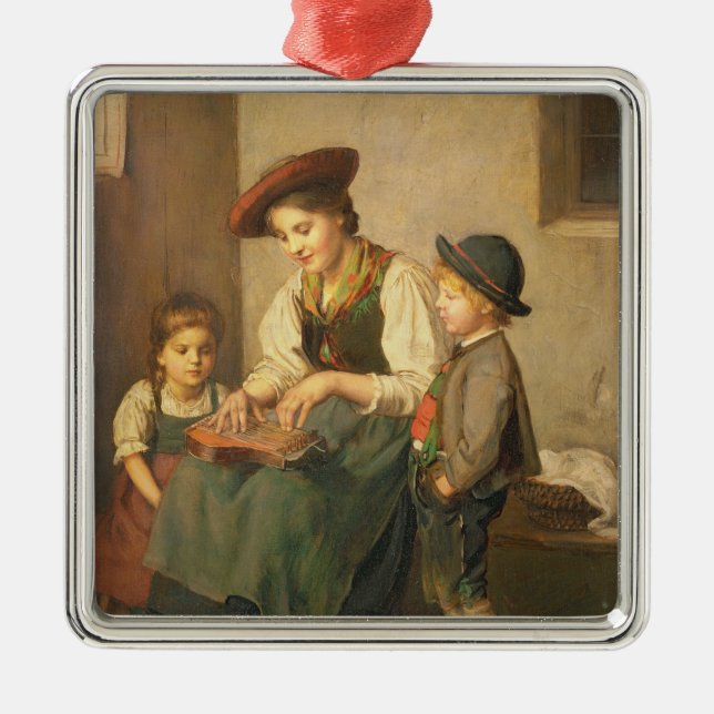 The Zither Player Metal Tree Decoration (Front)