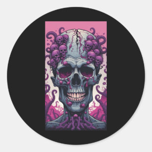 The Zombie Has Brain Covering Its Head Classic Round Sticker