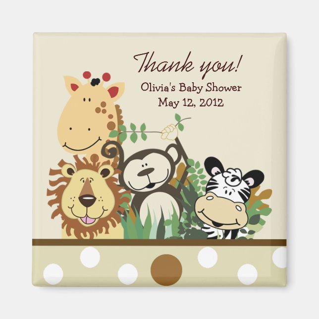 The Zoo Crew Jungle Baby Shower Favour - TAN Magnet (Front)